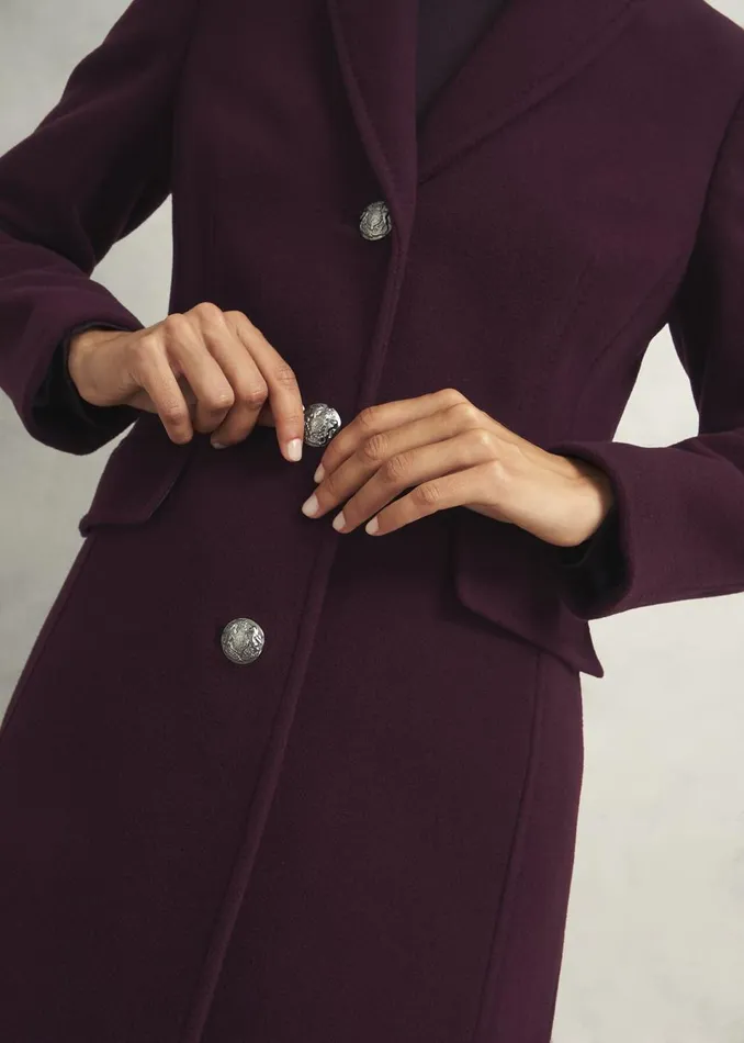 Women Coats and Jackets Hobbs Edwina Wool Blend Coat Wine