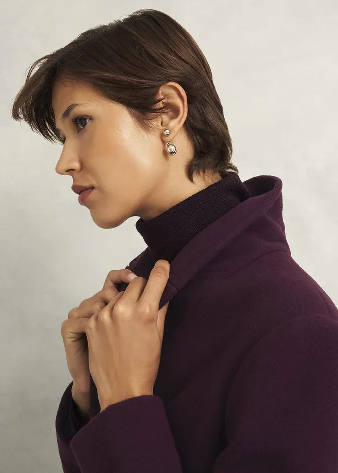 Women Coats and Jackets Hobbs Edwina Wool Blend Coat Wine