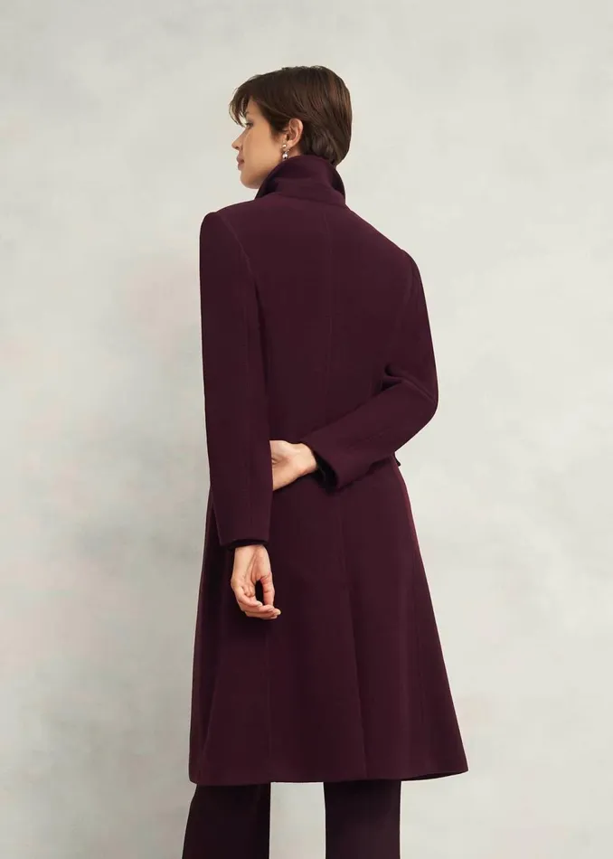 Women Coats and Jackets Hobbs Edwina Wool Blend Coat Wine