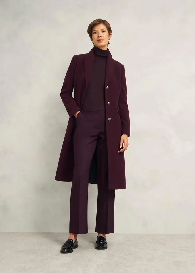 Women Coats and Jackets Hobbs Edwina Wool Blend Coat Wine