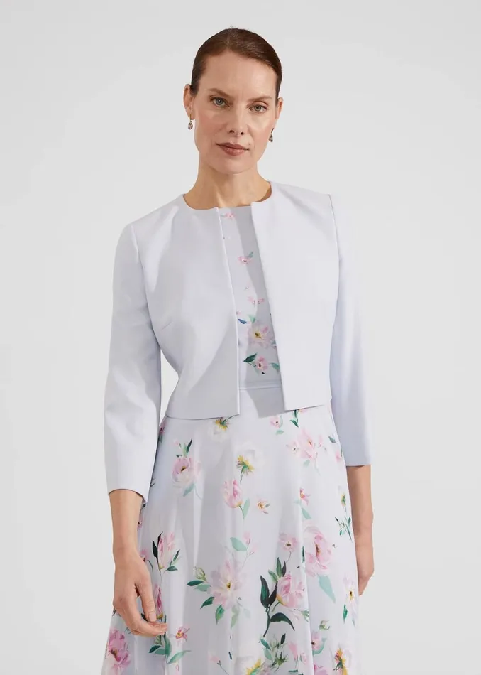 Women Coats and Jackets Hobbs Elize Crepe Jacket Pale Blue