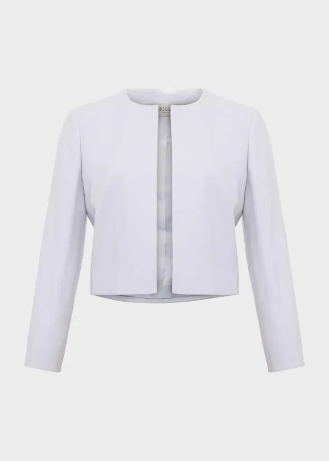 Women Coats and Jackets Hobbs Elize Crepe Jacket Pale Blue
