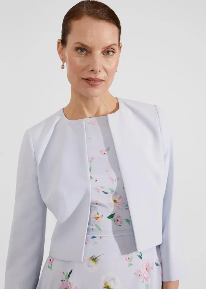 Women Coats and Jackets Hobbs Elize Crepe Jacket Pale Blue