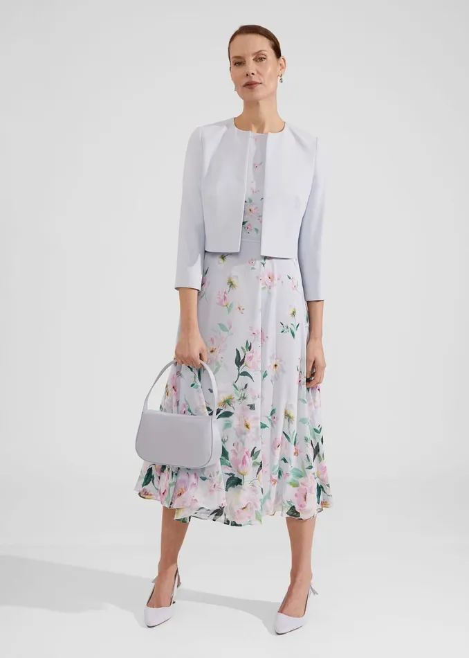Women Coats and Jackets Hobbs Elize Crepe Jacket Pale Blue