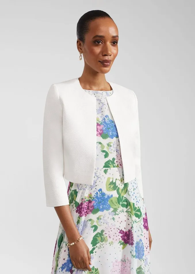 Women Coats and Jackets Hobbs Elize Textured Jacket Ivory