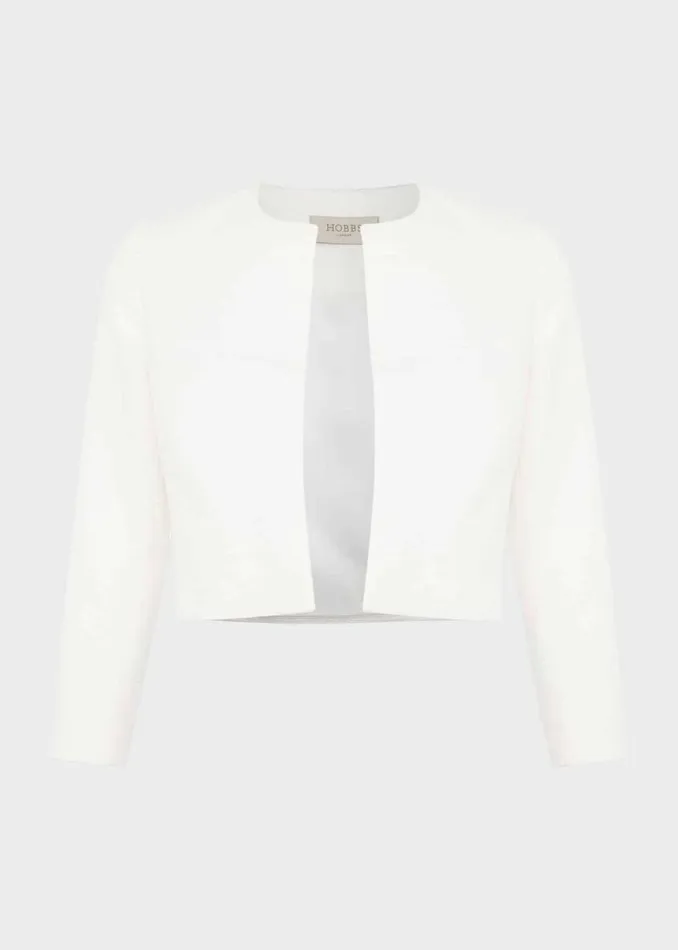 Women Coats and Jackets Hobbs Elize Textured Jacket Ivory
