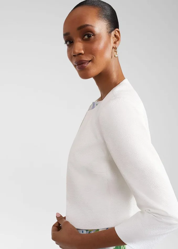 Women Coats and Jackets Hobbs Elize Textured Jacket Ivory