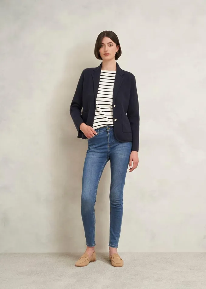 Women Coats and Jackets Hobbs Holly Knitted Blazer With Wool Hobbs Navy