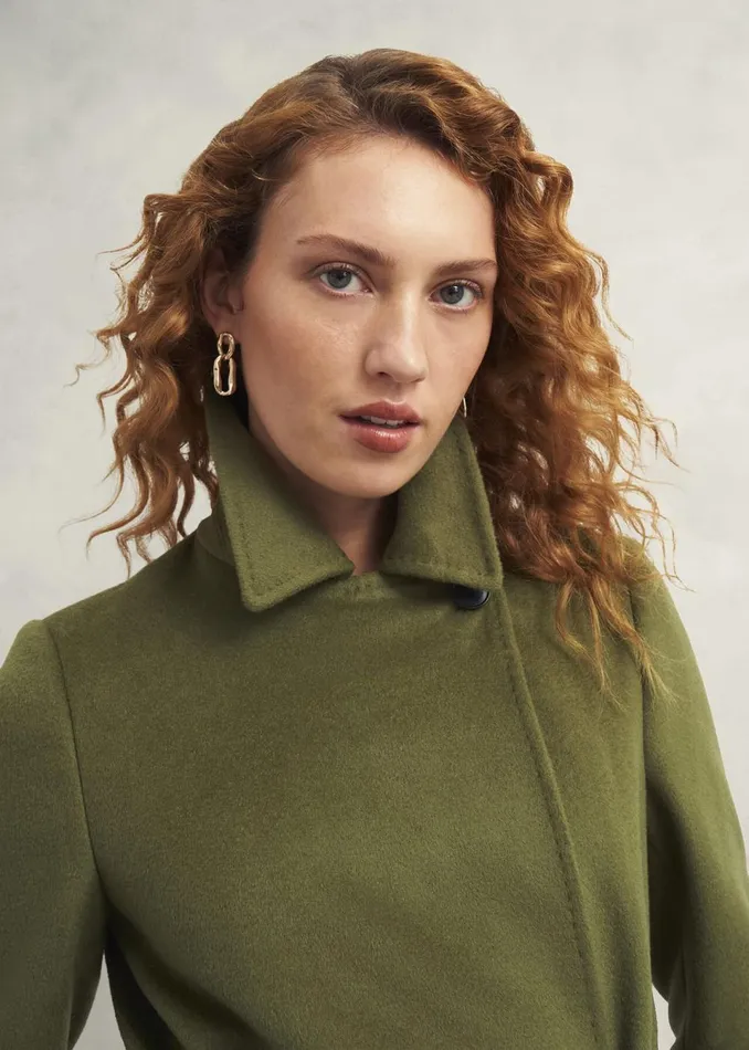 Women Coats and Jackets Hobbs Livia Wool Coat Kelp Green