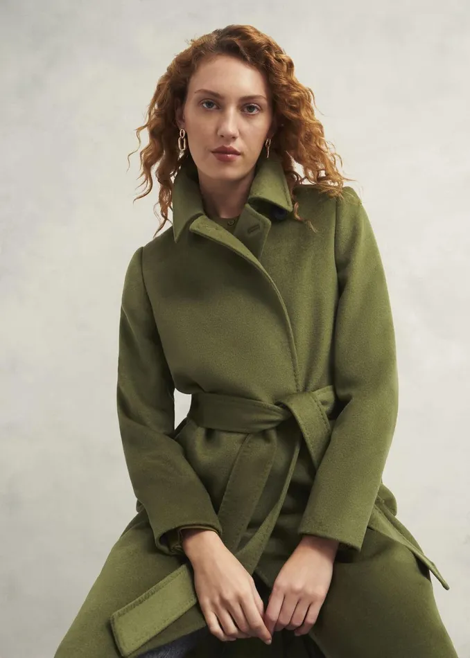 Women Coats and Jackets Hobbs Livia Wool Coat Kelp Green