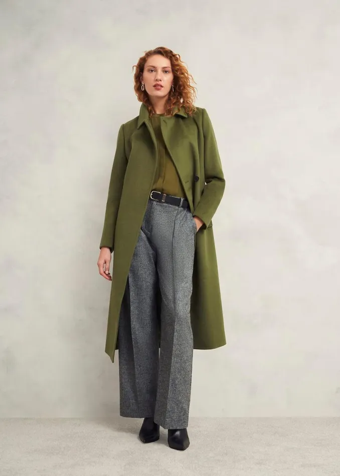 Women Coats and Jackets Hobbs Livia Wool Coat Kelp Green