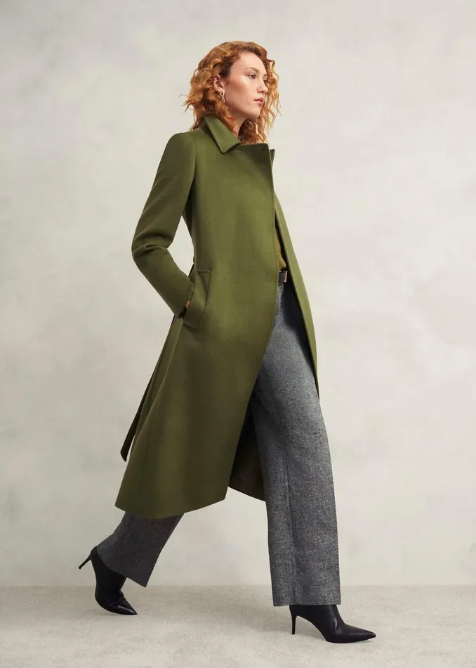 Women Coats and Jackets Hobbs Livia Wool Coat Kelp Green