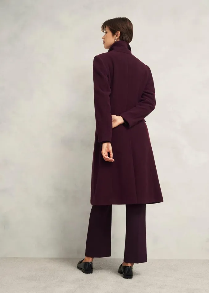 Women Coats and Jackets Hobbs Petite Edwina Wool Blend Coat Wine