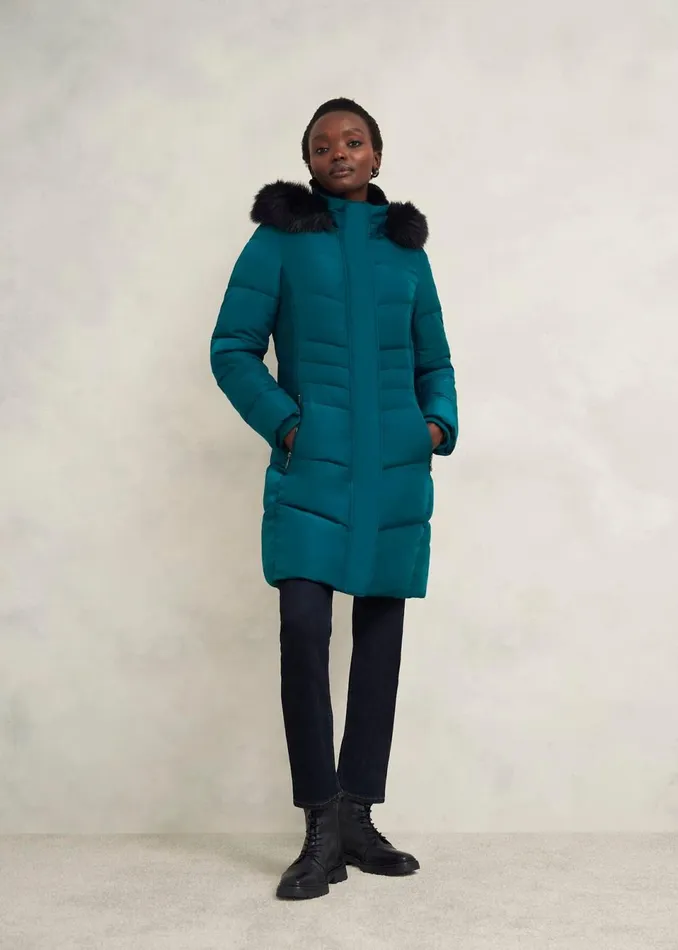 Women Coats and Jackets Hobbs Petite Jaymie Puffer Kyanite Green