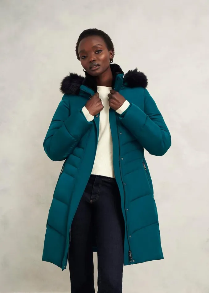 Women Coats and Jackets Hobbs Petite Jaymie Puffer Kyanite Green