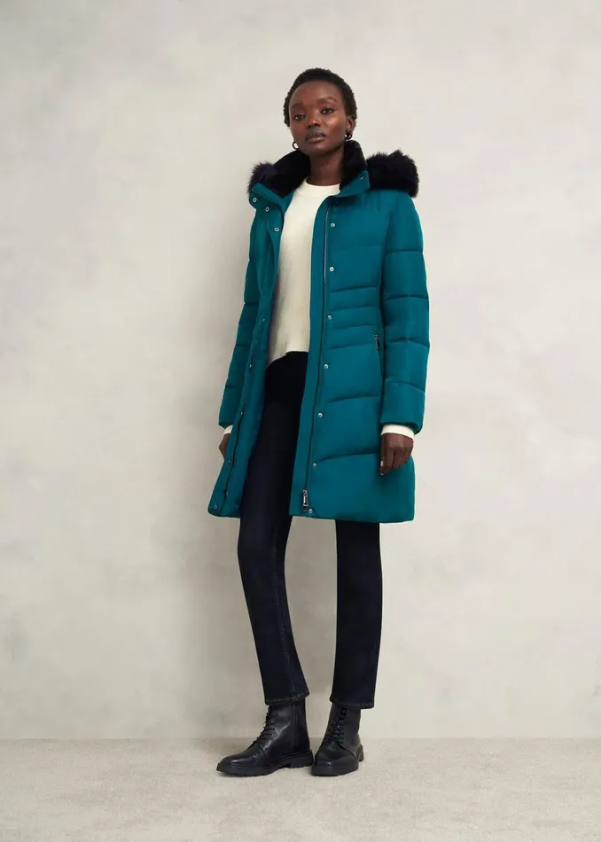 Women Coats and Jackets Hobbs Petite Jaymie Puffer Kyanite Green
