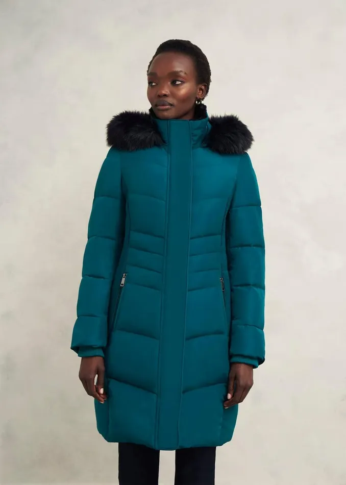 Women Coats and Jackets Hobbs Petite Jaymie Puffer Kyanite Green