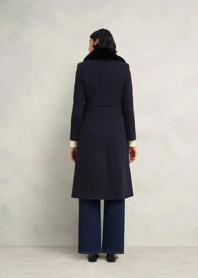 Women Coats and Jackets Hobbs Petite Marlene Wool Blend Coat Navy