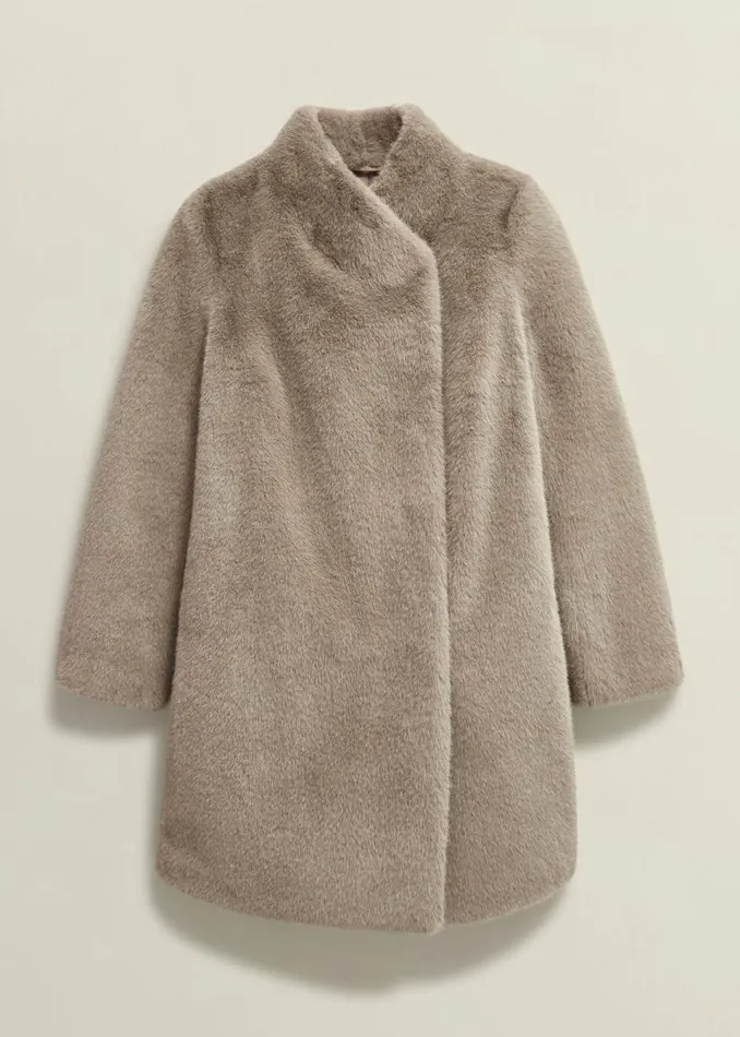 Women Coats and Jackets Hobbs Petite Tarini Faux Fur Coat Mink