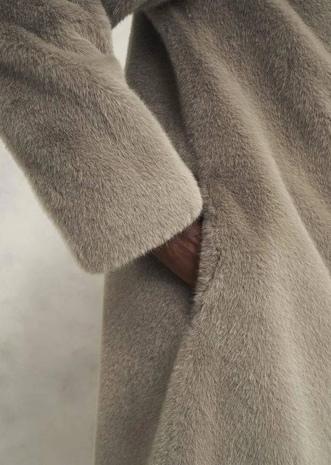 Women Coats and Jackets Hobbs Petite Tarini Faux Fur Coat Mink