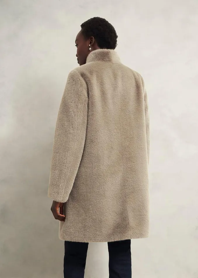 Women Coats and Jackets Hobbs Petite Tarini Faux Fur Coat Mink