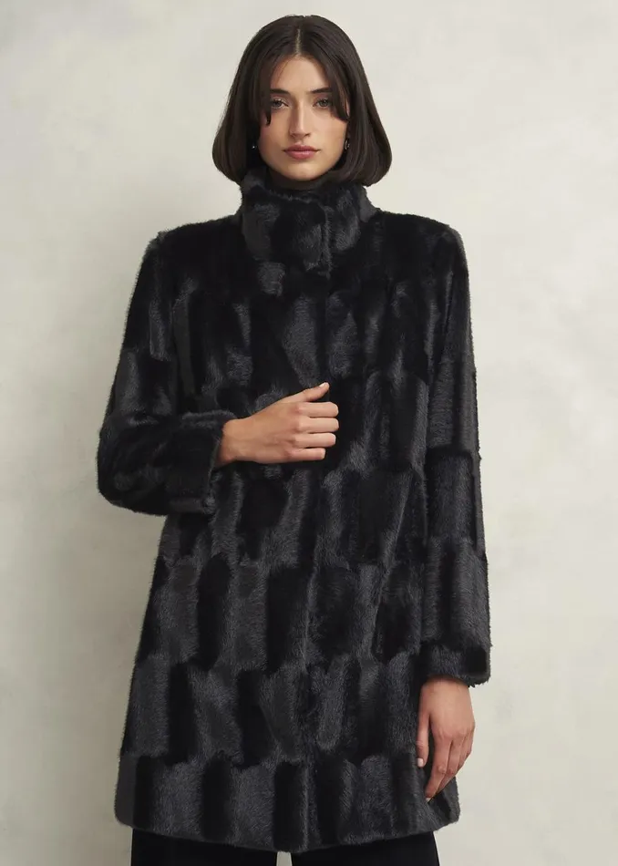 Women Coats and Jackets Hobbs Rosanne Faux Fur Coat Black