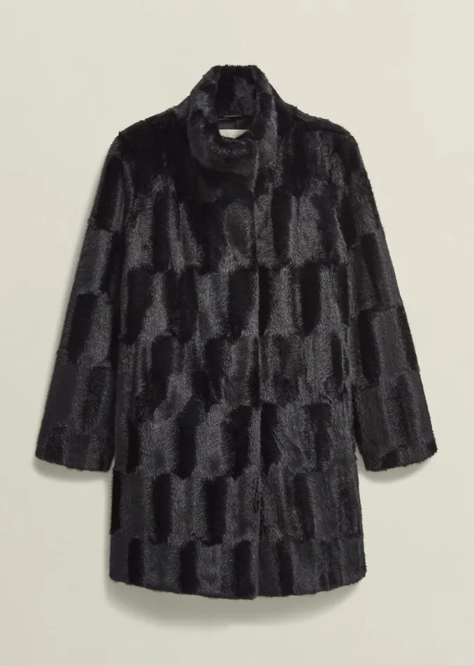 Women Coats and Jackets Hobbs Rosanne Faux Fur Coat Black
