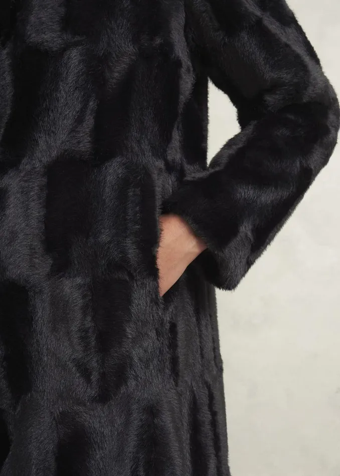 Women Coats and Jackets Hobbs Rosanne Faux Fur Coat Black