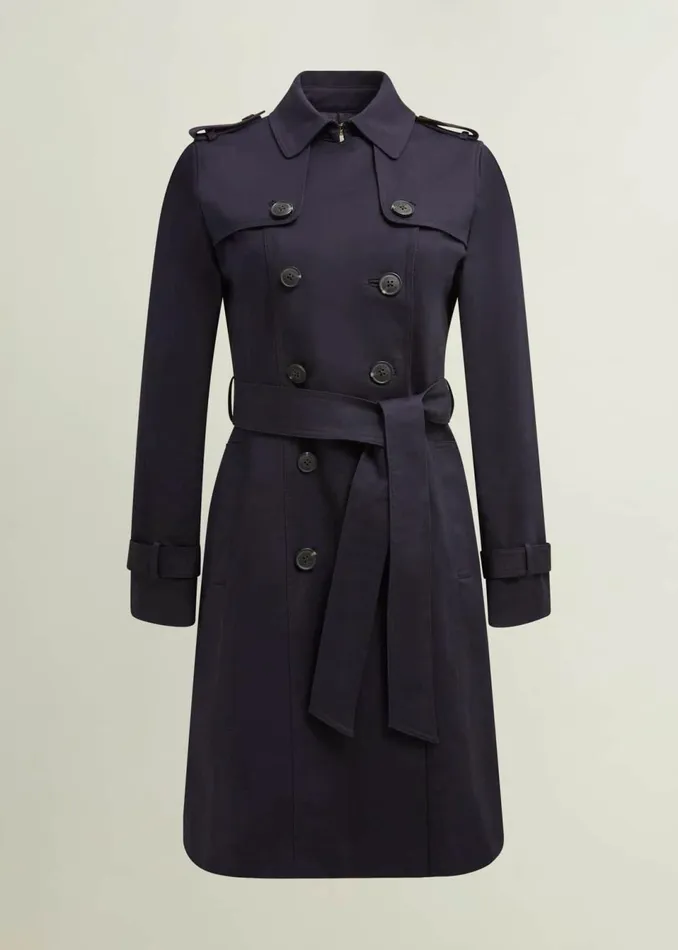 Women Coats and Jackets Hobbs Saskia Shower Resistant Trench Coat Navy
