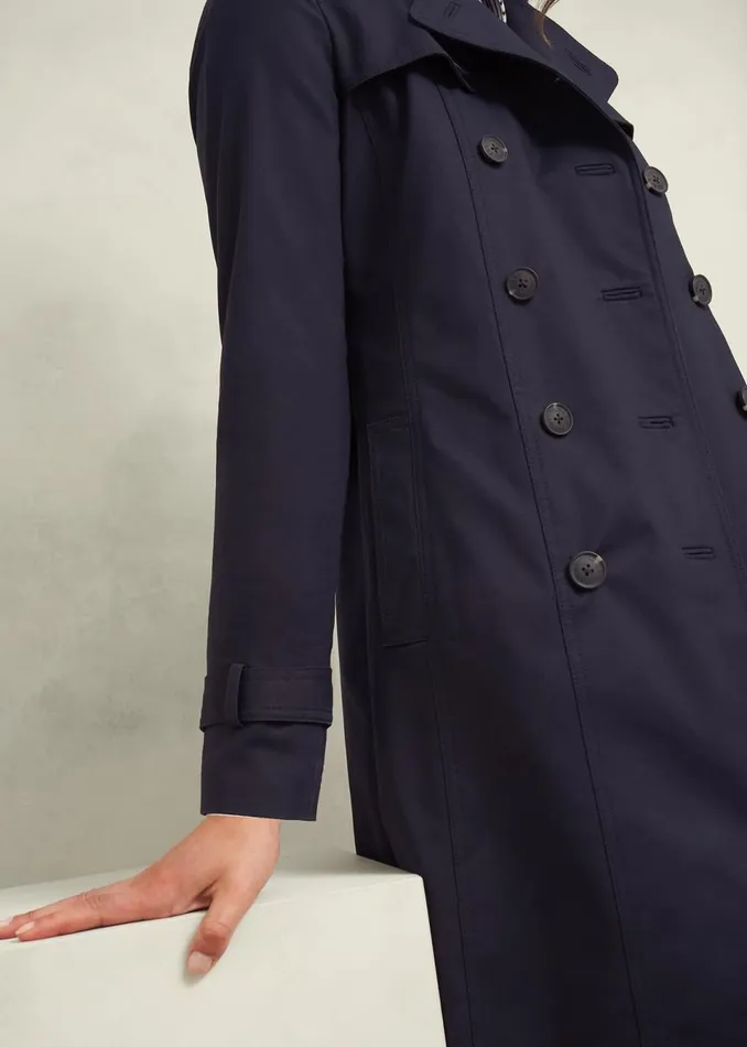Women Coats and Jackets Hobbs Saskia Shower Resistant Trench Coat Navy