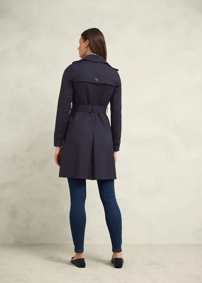 Women Coats and Jackets Hobbs Saskia Shower Resistant Trench Coat Navy