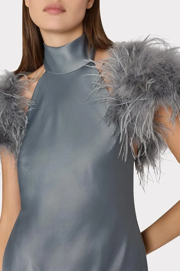 Women Coats and Jackets Milly Feather Bolero Pewter Women Coats and Jackets Milly Feather Bolero Pewter