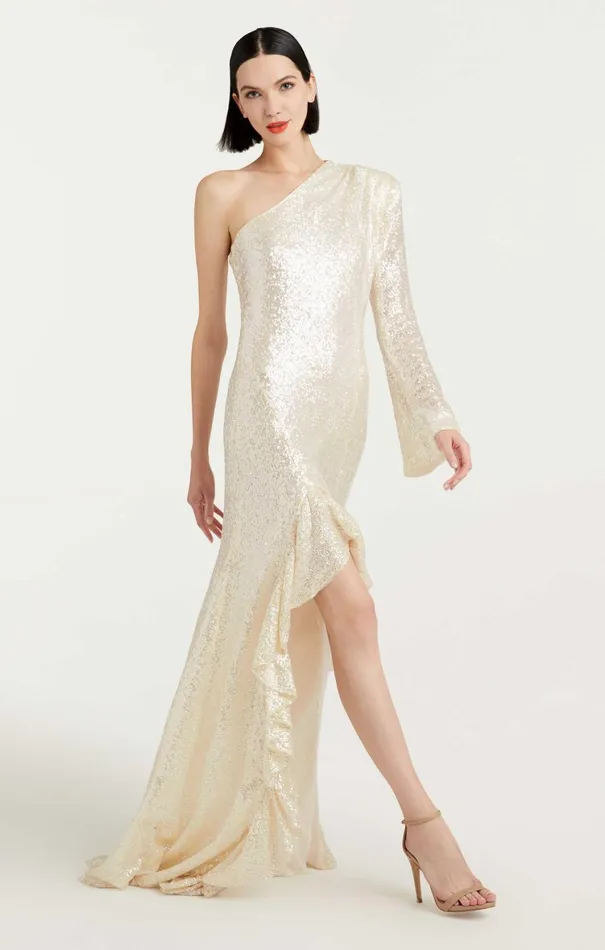 Women Cocktail and Evening Cinq Sept Angeline Gown Alabaster