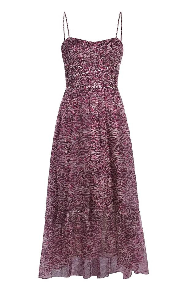Women Cocktail and Evening Cinq Sept Inkstrokes Daria Dress Dark Plum Multi
