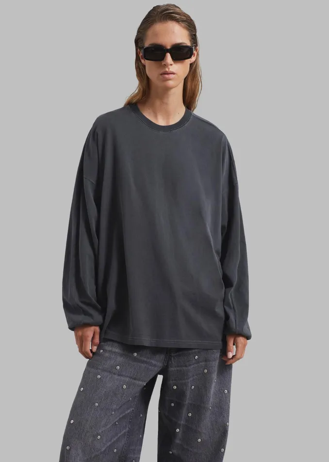 Women Collins Long Sleeve Tee 8211 Charcoal The Frankie Shop Tops