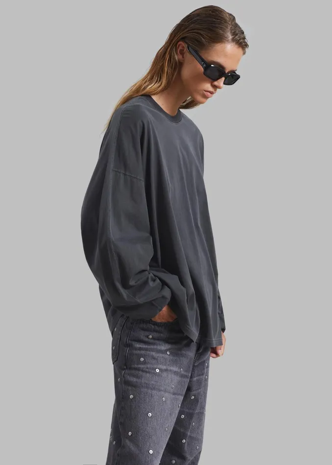 Women Collins Long Sleeve Tee 8211 Charcoal The Frankie Shop Tops