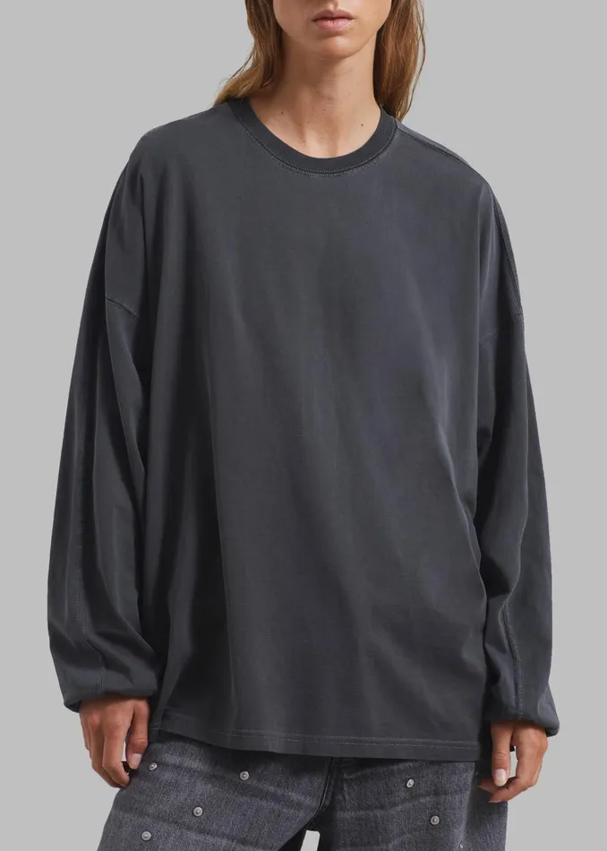 Women Collins Long Sleeve Tee 8211 Charcoal The Frankie Shop Tops