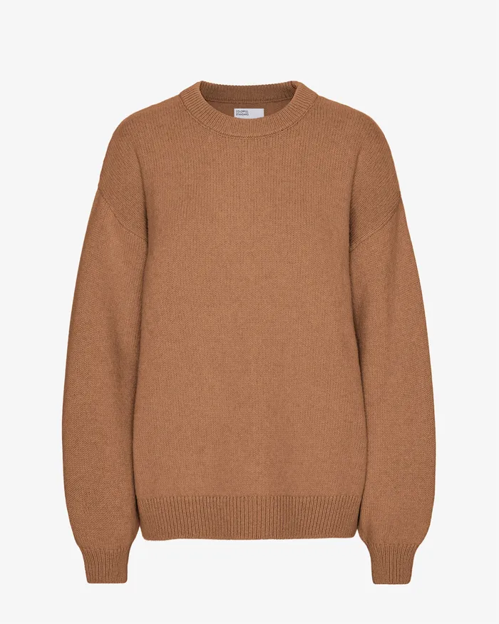 Women Colorfulstandard Oversized Merino Wool Crew 8211 Sahara Camel Knit Sweaters