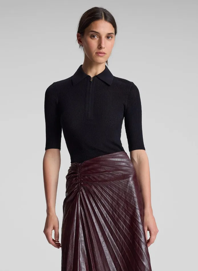 Women Cooper Fine Cotton Ribbed Top Black ALC Tops