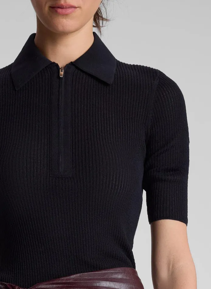 Women Cooper Fine Cotton Ribbed Top Black ALC Tops