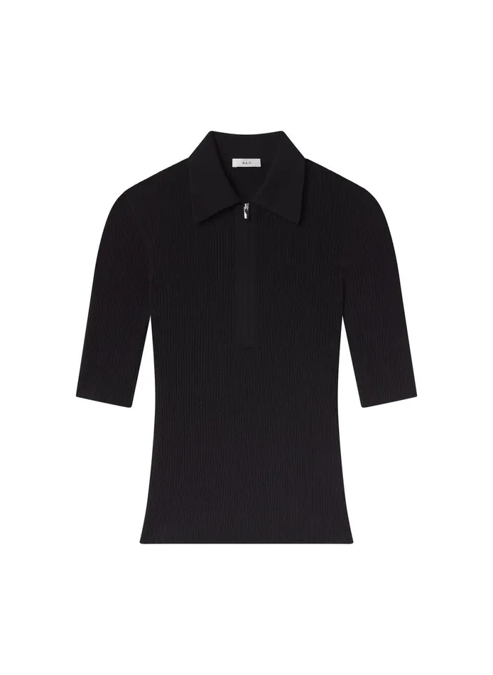 Women Cooper Fine Cotton Ribbed Top Black ALC Tops