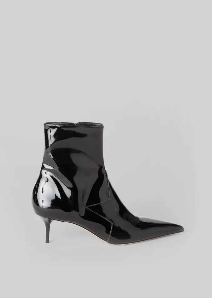 Women Coperni Patent Star CutOut Low Boots 8211 Black The Frankie Shop