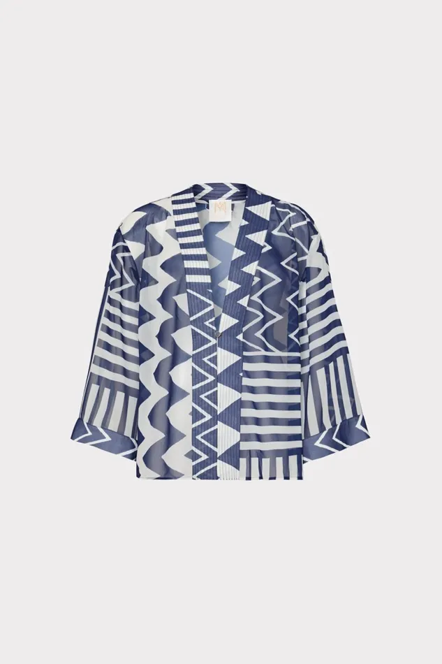 Women CoverUps Milly Patchwork Chevron Top Bluewhite