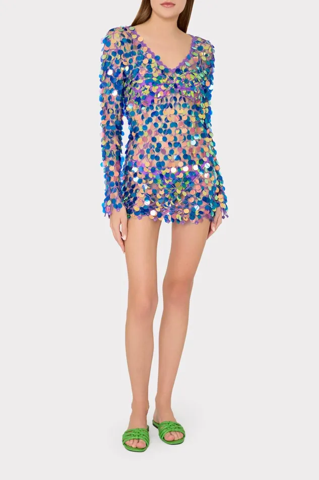 Women CoverUps Milly Sequin Crochet Mini Dress Purple