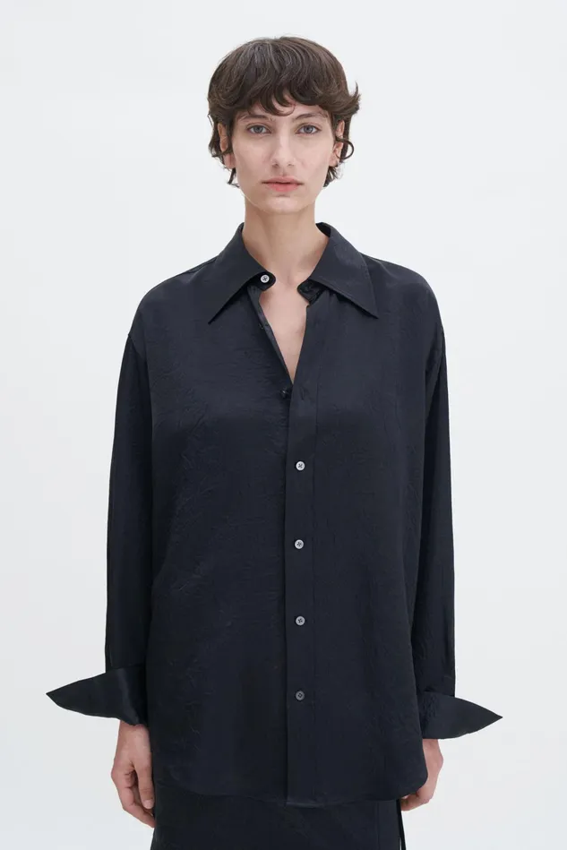 Women Crinkle Shirt Black Filippa K Shirts and Blouses