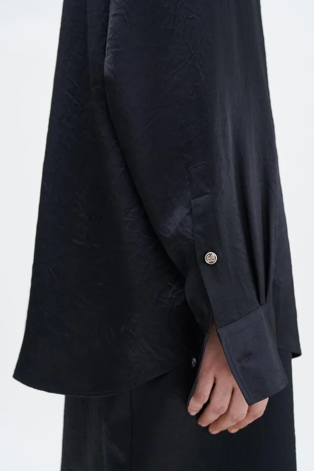 Women Crinkle Shirt Black Filippa K Shirts and Blouses