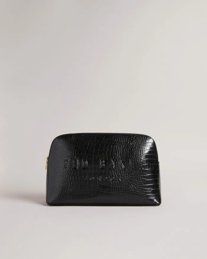 Women CROCANA 8211 Croc Detail Debossed Washbag Black Ted Baker Wash and Makeup Bags