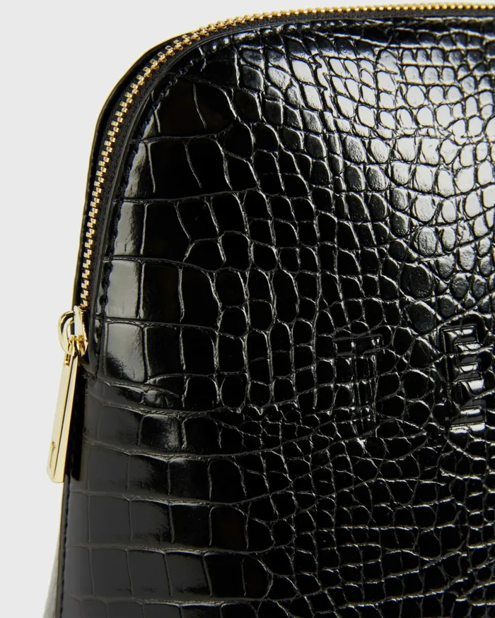 Women CROCANA 8211 Croc Detail Debossed Washbag Black Ted Baker Wash and Makeup Bags