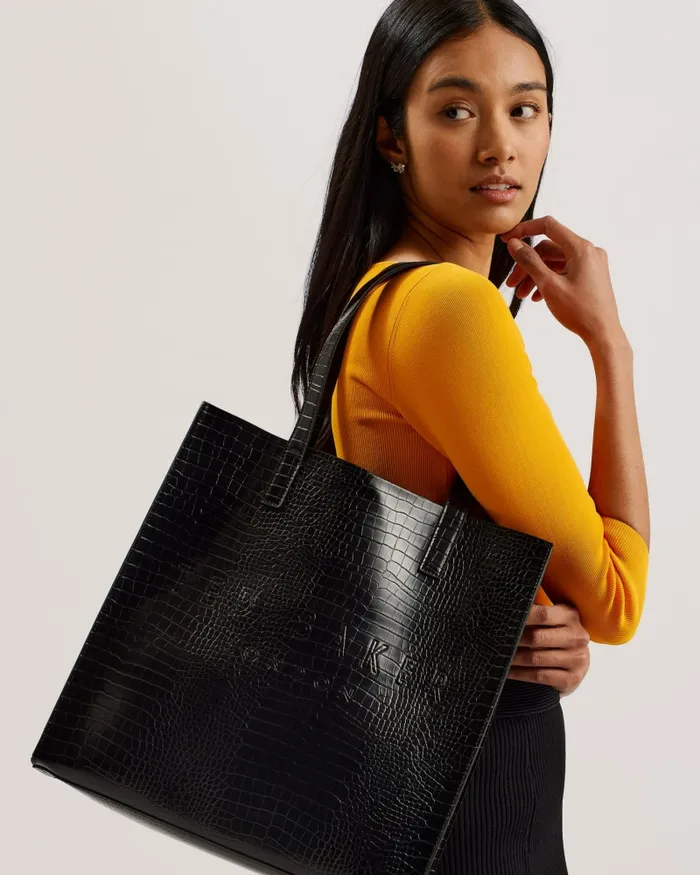 Women CROCCON 8211 Croc Detail Large Icon Bag Black Ted Baker Tote Bags