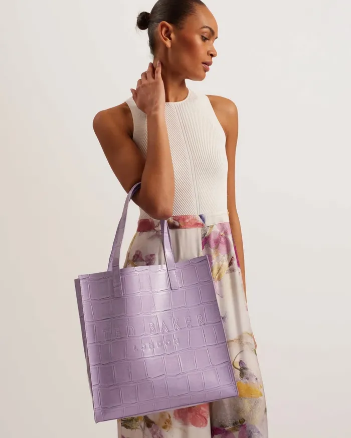 Women CROCCON 8211 Croc Detail Large Icon Bag Lilac Ted Baker Tote Bags Women CROCCON 8211 Croc Detail Large Icon Bag Lilac Ted Baker Tote Bags